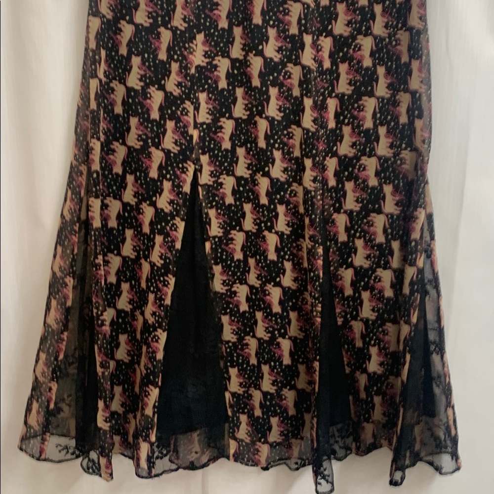 Vintage Betsey Johnson Cat and The Fiddle Pleated Lace Chiffon A-Line Skirt Y2K - Picture 10 of 11